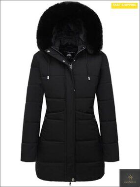 Women's Long Quilted Puffer Coat Waterproof Down Jacket w/ Faux Fur Hood
